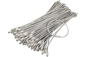BAYITE 100 Pack Stainless Steel Cable Key Rings