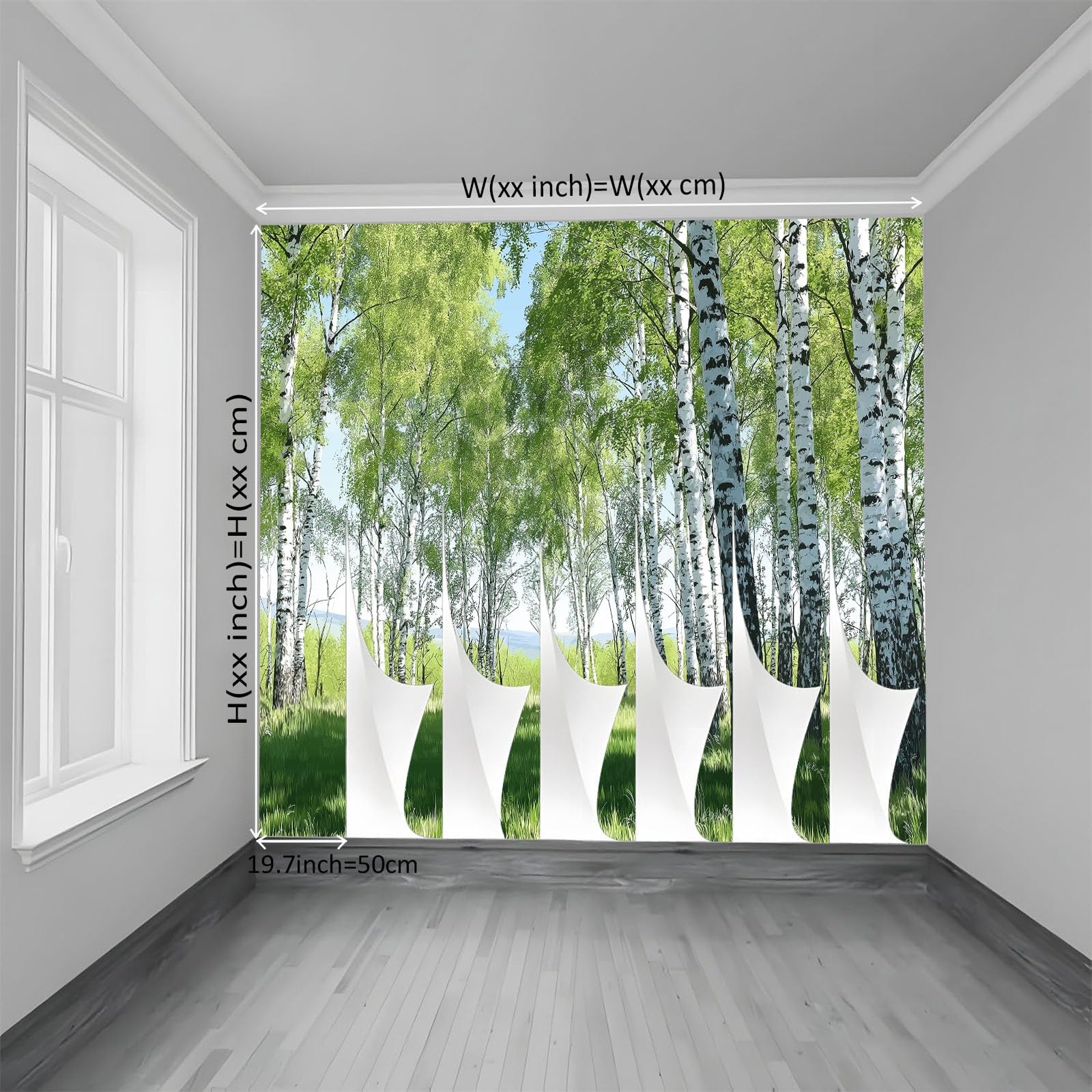 Fototapety Fotografia Wiosenny Las Brzozowy 350 x 256 cm Włóknina Tapeta, Zielona Fototapeta, Do Salonu Sypialni Biura Dekoracja Ścienna Mural