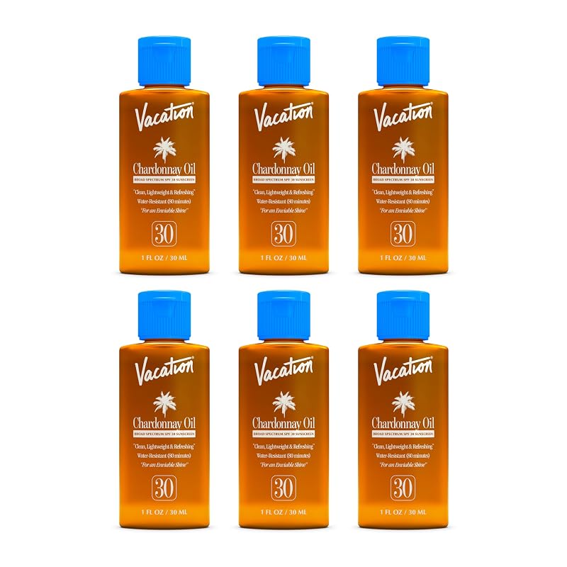 Óleo protetor solar corporal VACATION Mini Chardonnay Oil SPF 30, Pacote com 6