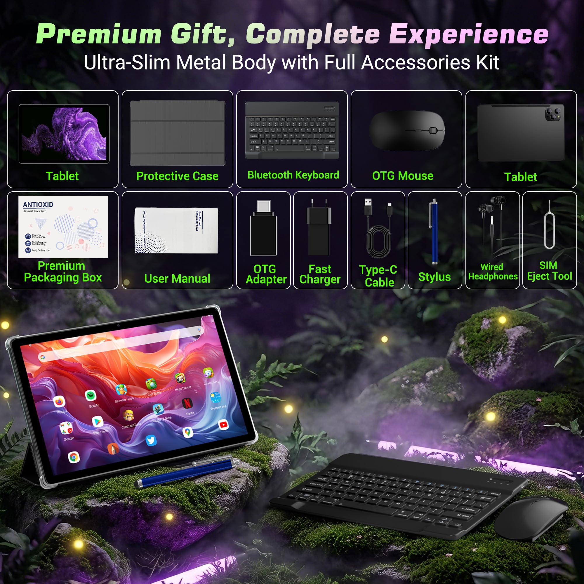 Tablet da 11 pollici, Android 16, Octa-Core, 36 GB RAM + 512 GB ROM, compatibile con SIM 4G e 5G WiFi, grande batteria da 8000 mAh per studio, ufficio, intrattenimento