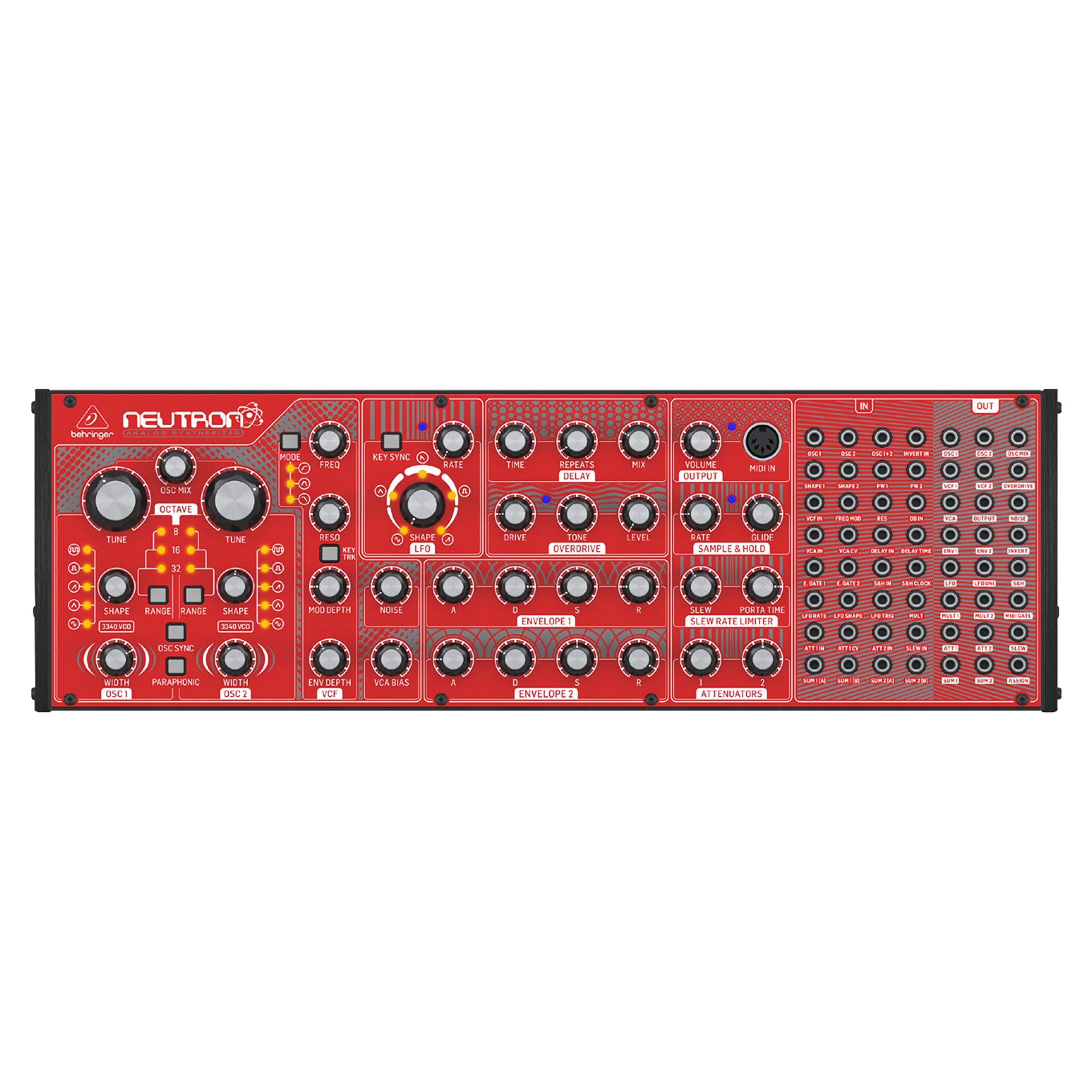 Behringer Neutron paraphonic synthesizer with authentic dual 3340, Compatible with PC and Mac,Red