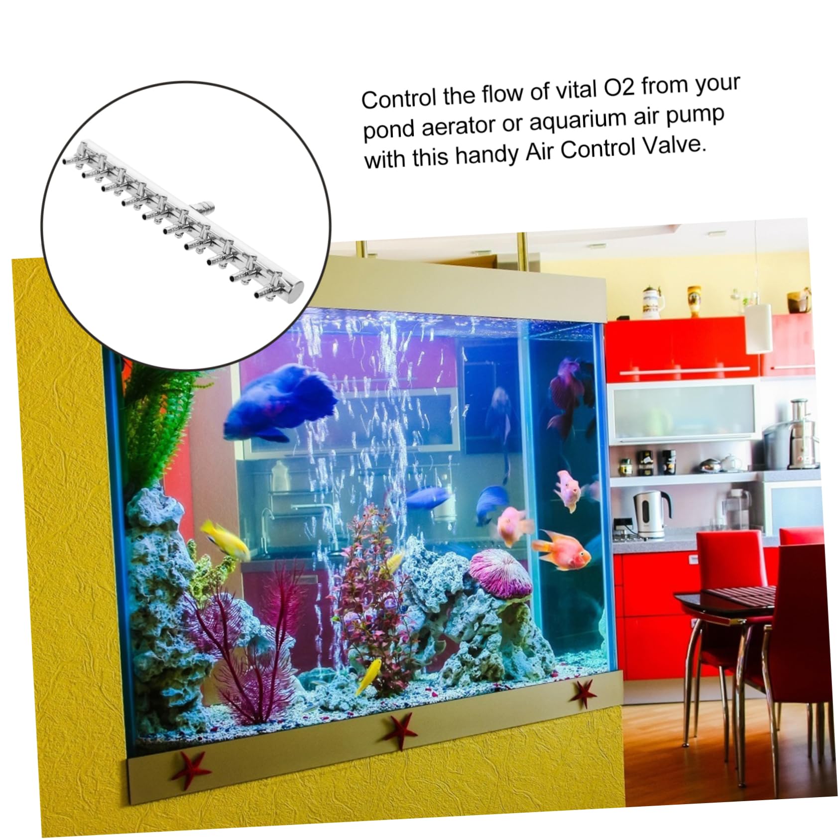 FRCOLOR 3 Unidades 10 8 Acuario de Aire en Acuario Splitter para Tanques de Peces, Distribuidor de oxígeno para acuarios, Manguera de de Aire, Divisor de 4 vías de Metal