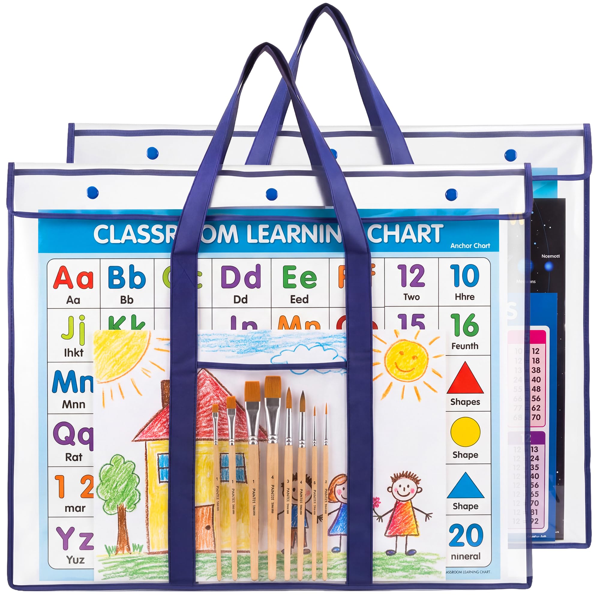 GAMENOTE 2 Pack Large Poster Storage Bag (31.5"×25.5") Bulletin Board Holder Art Portfolio Container for Teachers Classroom Organization