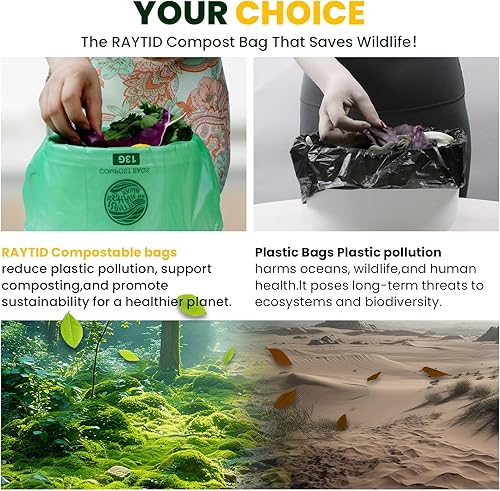 Miniatura 27 de Bolsas de abono de 1.3 galones, 100 unidades, pequeñas bolsas de basura compostables para encimera de cocina, contenedor de compost de 0.75, 1,1.2