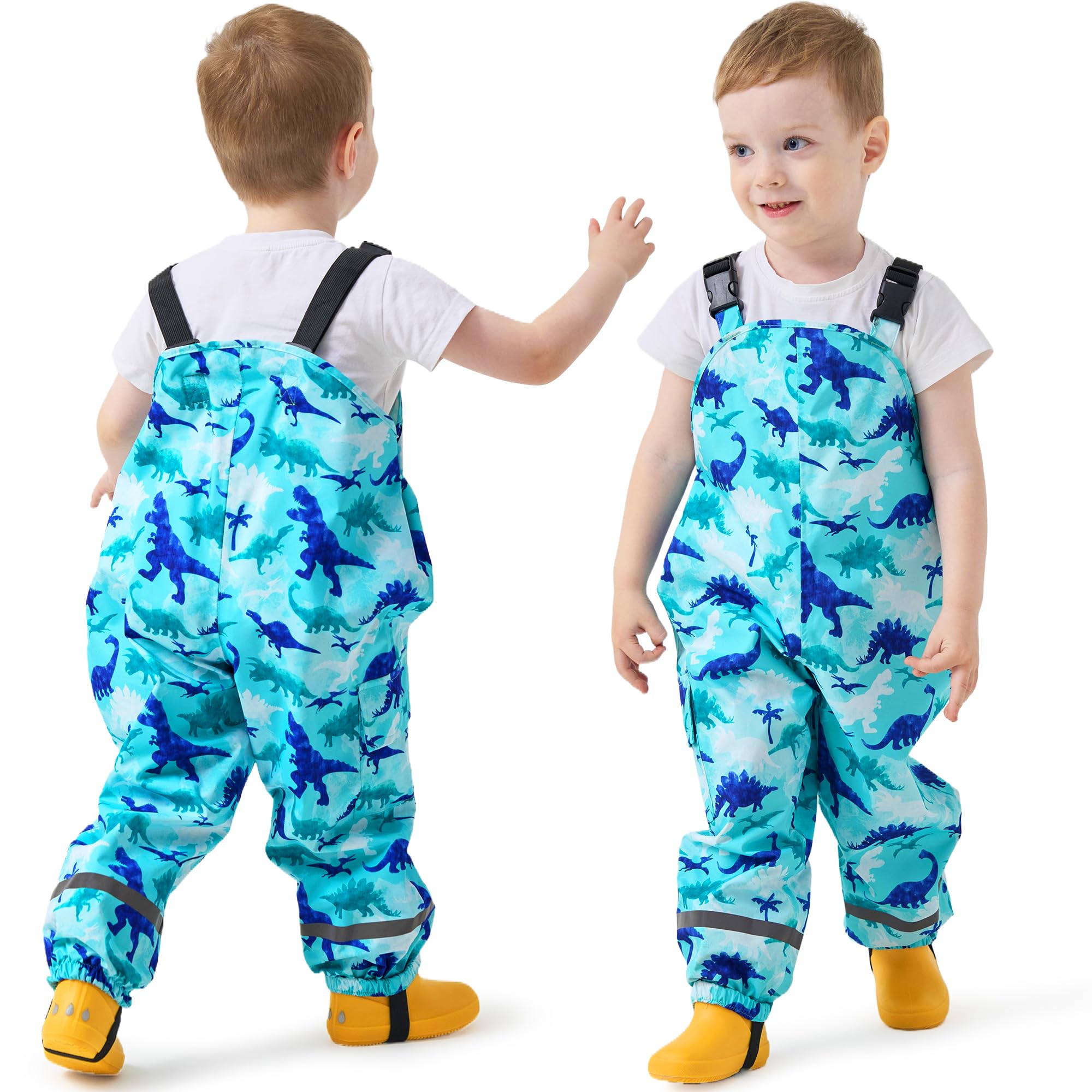 Pantalon de Pluie Filles Enfants Pantalon Imperméable avec Réfléchissantes Salopette Pluie Animal Modèle Pantalon de Boue Respirant Vêtements de Pluie pour d'extérieur Randonnée, 2-7 Ans