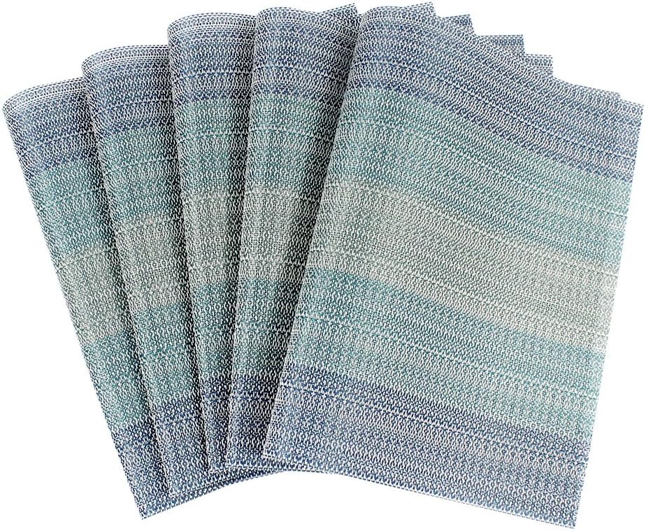 Ranvi Heat-resistant Placemats Stain Resistant Anti-skid Washable PVC Table Mats Woven Vinyl Placemats, Set of 5 - Image 3