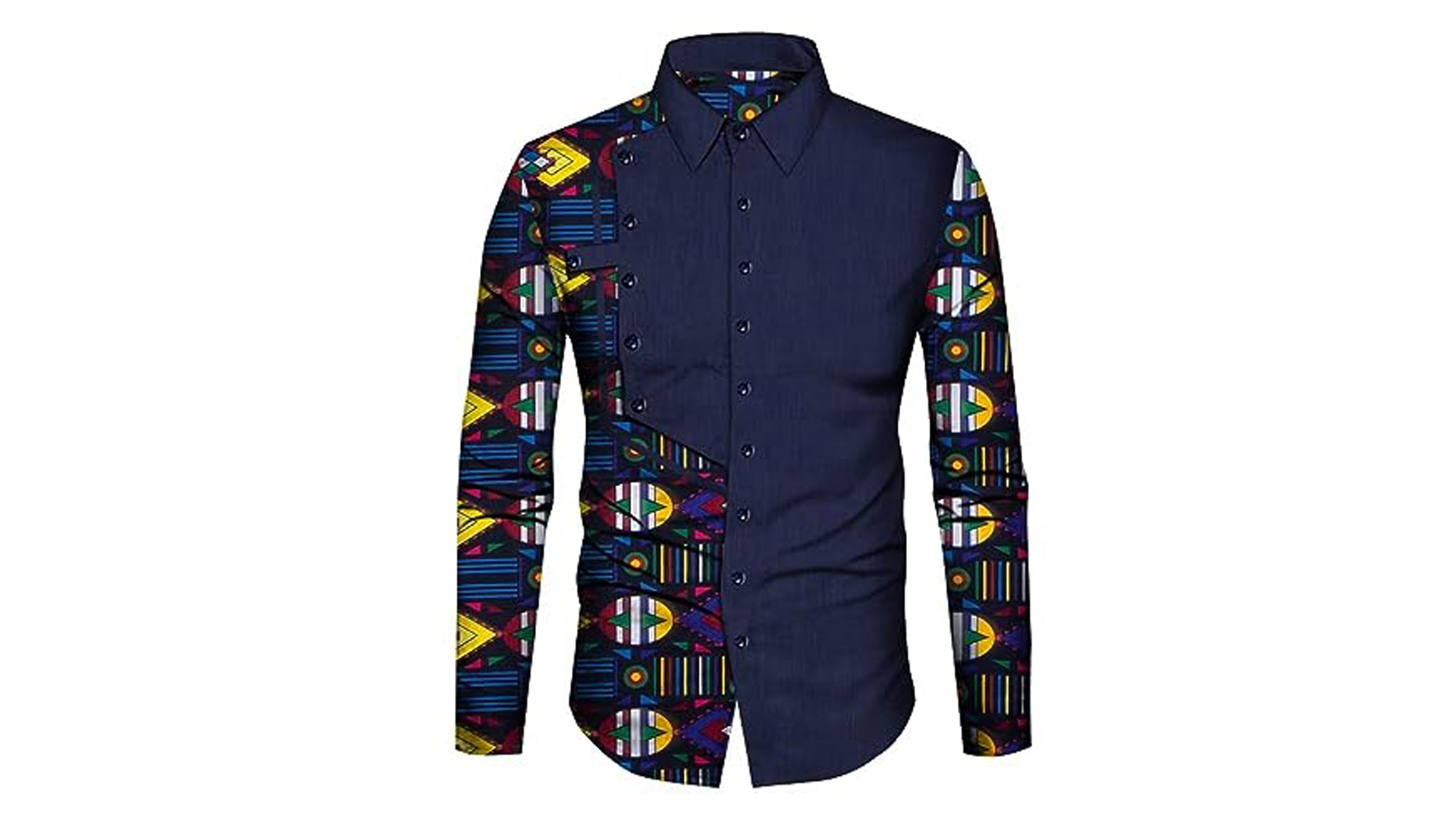 Amazon.com: Men's African Print Shirt Patchwork Design Long Sleeve