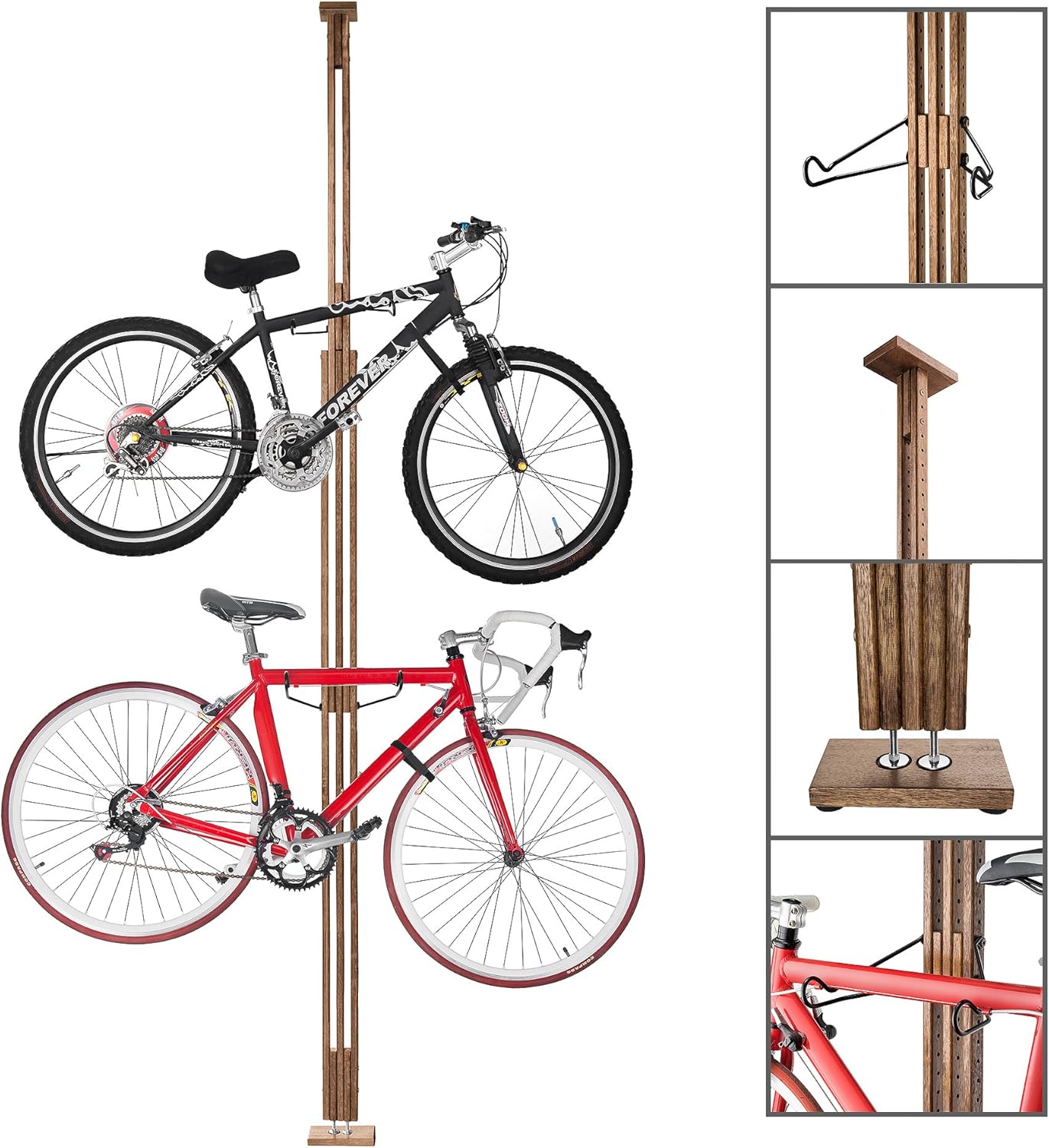 RAD Cycle Woody Bike Stand Bicycle Rack Storage or Display Holds Two Bicycles and is Constructed of Stylish Hard Wood