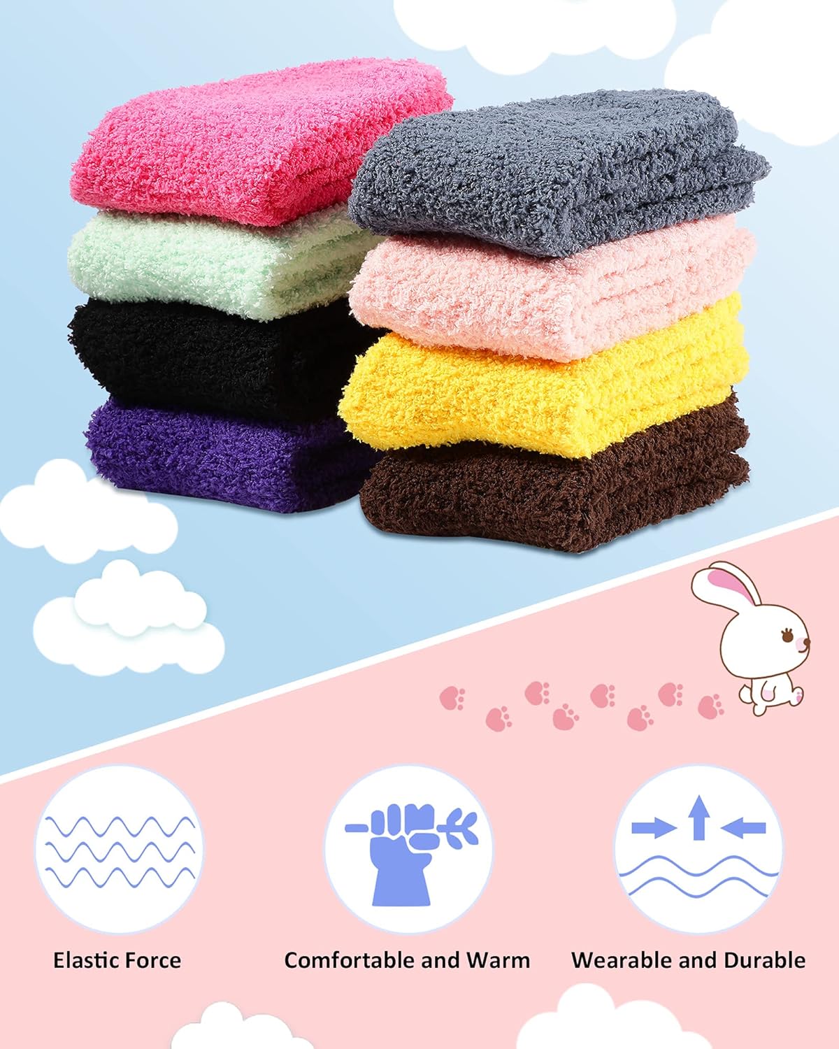 SATINIOR 16 Pair Fuzzy Sock Women Fluffy Cozy Slipper Sock Colorful Plush Warm Ankle Stocking for Unisex Home Sleep Size 4-10 - Image 5