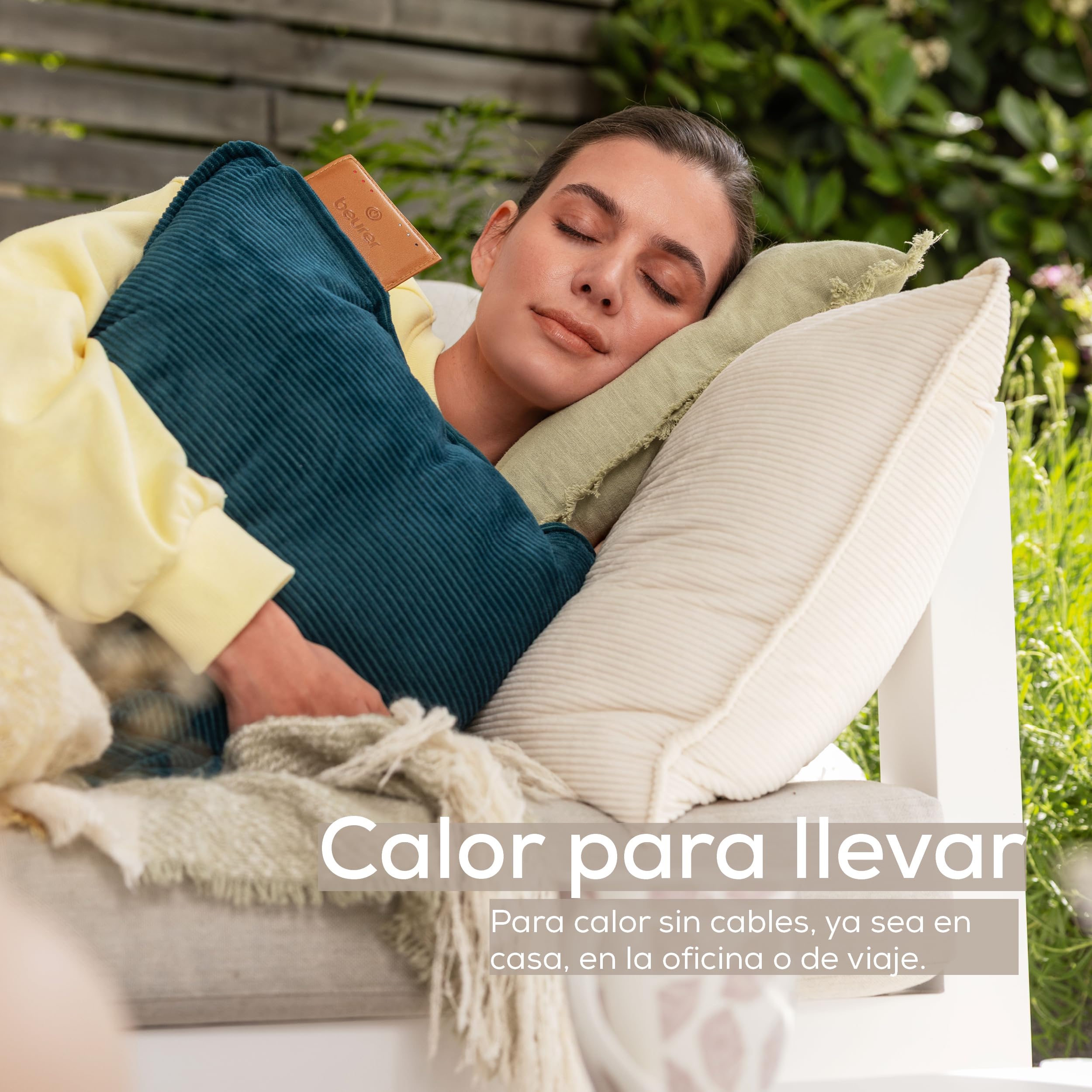 Beurer Heaty Almohadilla eléctrica, almohadilla eléctrica inalámbrica, con mecanismo de desconexión automática y 3 niveles de temperatura, con rápido calentamiento, blanco