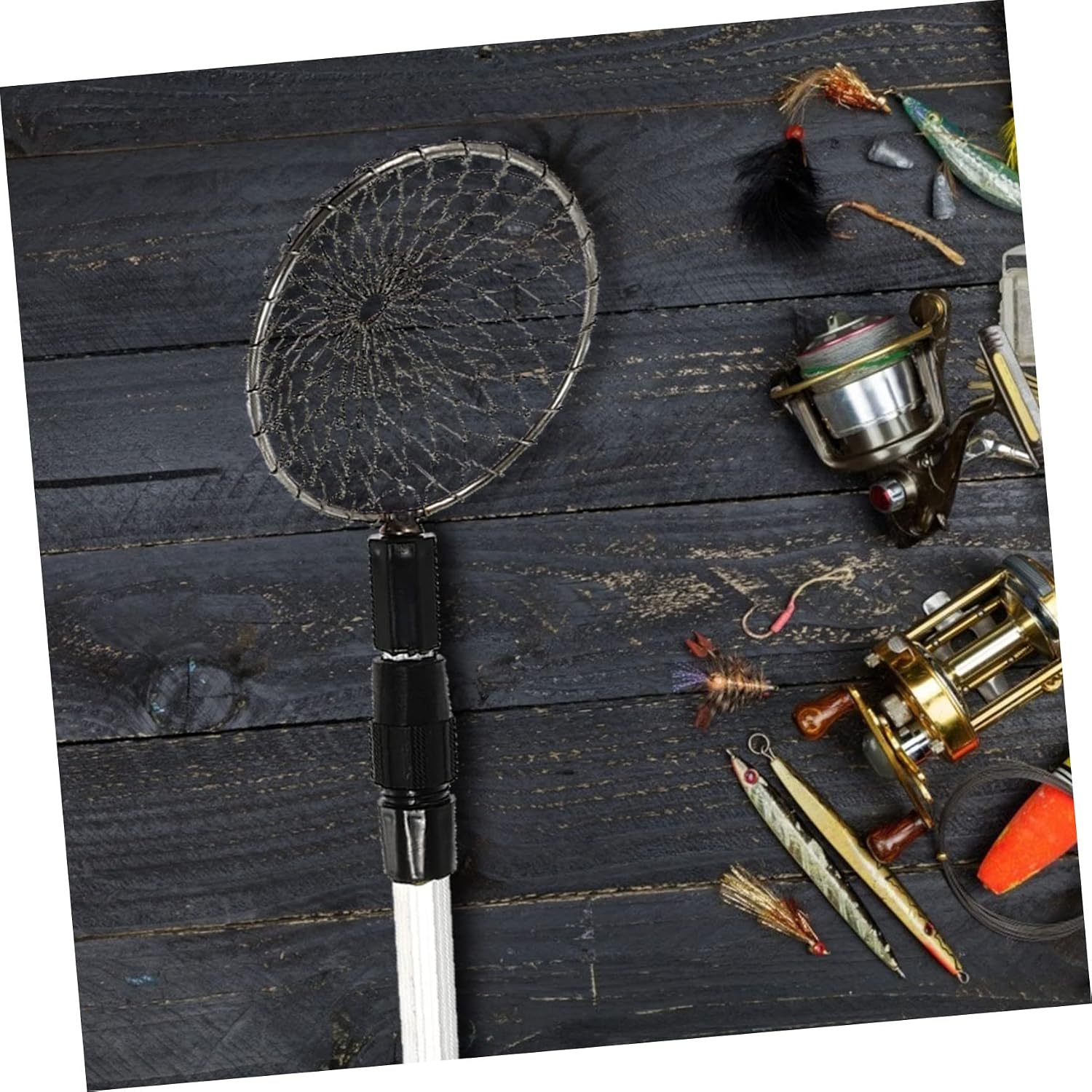 Alipis Telescopic Ice Fishing Scoop Steel Wire Net Adjustable Length Winter Fishing Accessory Random Color