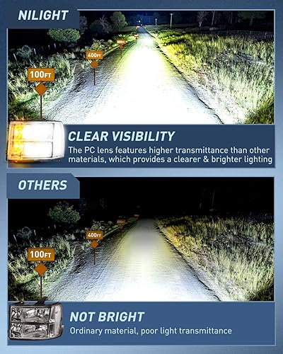 Miniatura 7 de Nilight Conjunto de faros delanteros compatible con GMC Sierra 1500 2008-2013 2008-2014 GMC Sierra 2500 HD 3500 HD, carcasa cromada, lente