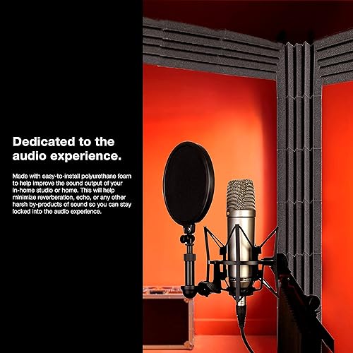 Miniatura 2 de Sonic Acoustics Paquete de 12 paneles de espuma acústica de 7 x 7 x 12 pulgadas, panel de absorción de sonido, espuma de estudio de trampa de