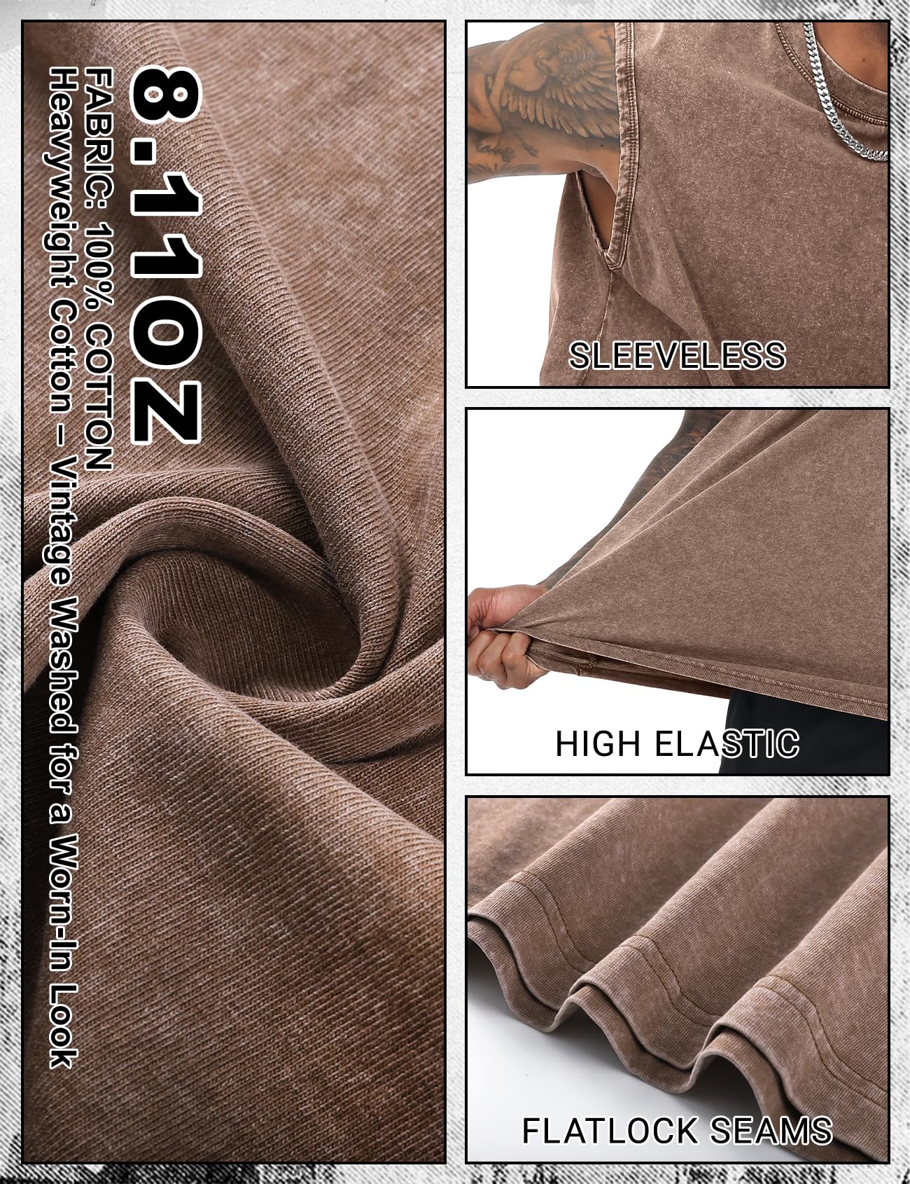 Eisctnd Canotta da Uomo in Cotone, Stile Vintage, Lavabile, vestibilità Ampia, Confezione da 3