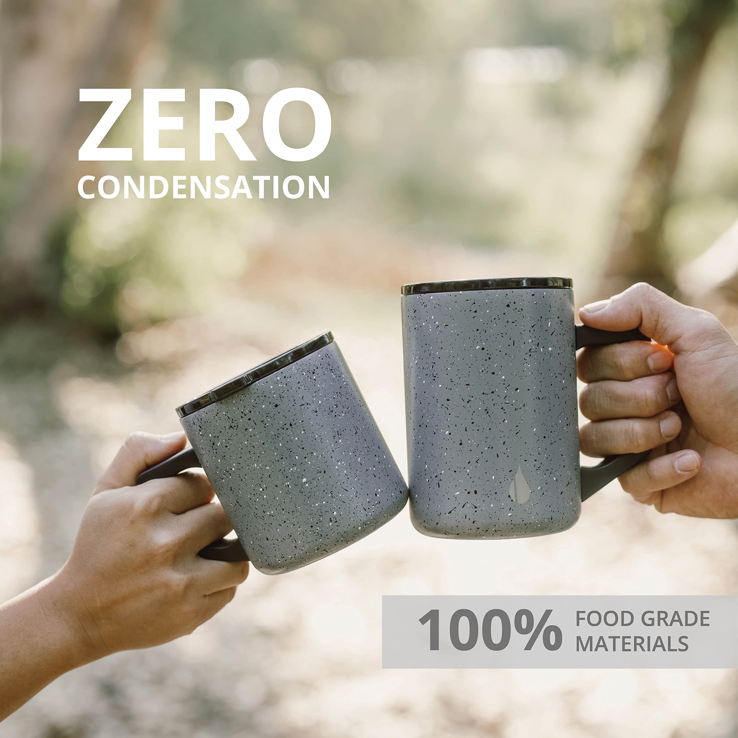 Elemental Summit - Tazza da caffè isolata, a tripla parete, in acciaio inox, per bevande calde e fredde, tazza da caffè termica con coperchio e manico, per campeggio, ufficio e viaggi, 350 ml, colore: