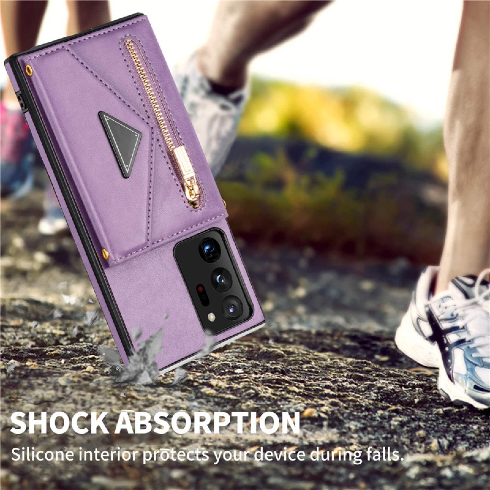 Für Samsung A72 (4G 5G) Leder-Brieftaschen-Karten-Telefonhülle (Für Samsung A72 (4G 5G)/LILA)