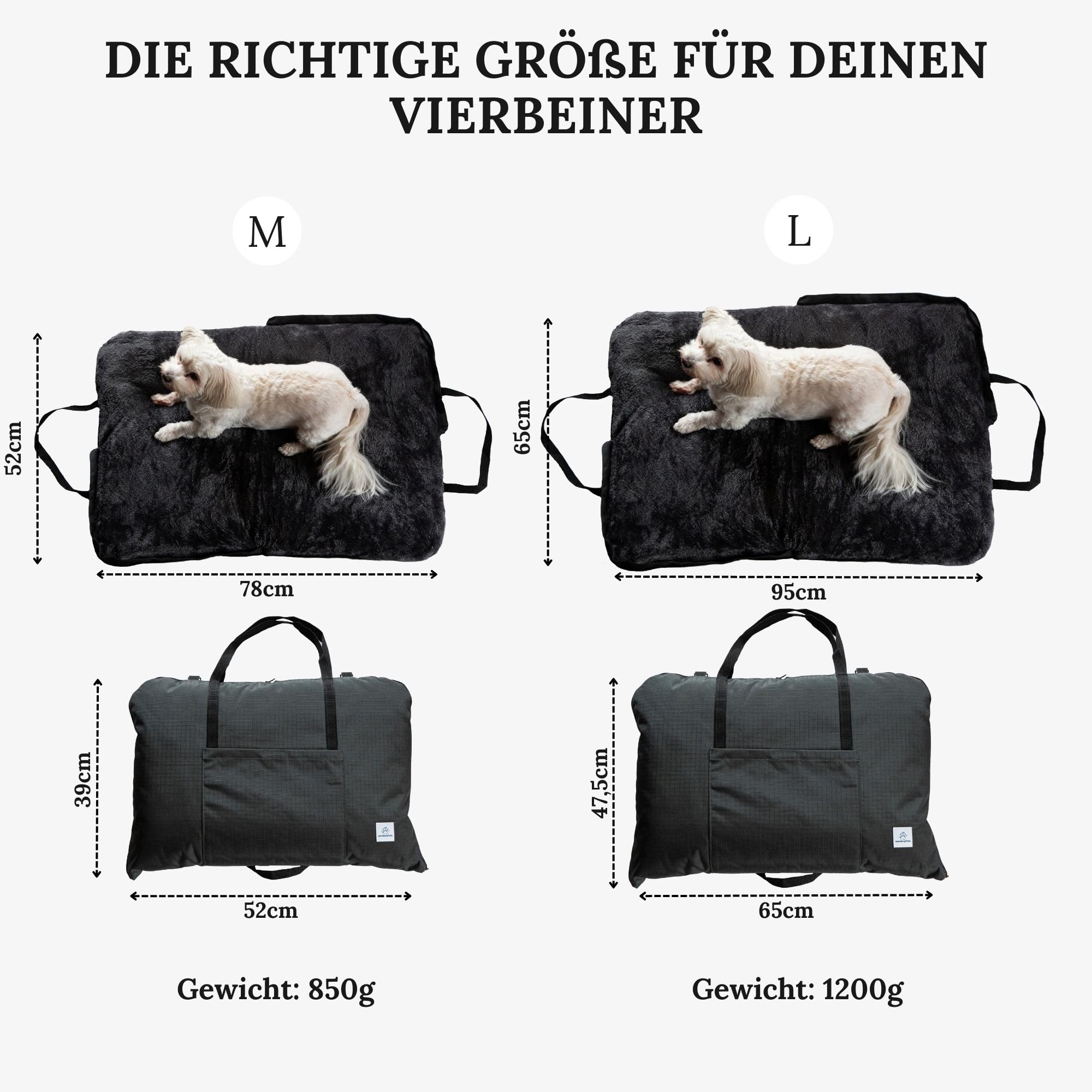 Hundebett für Unterwegs – hochwertiges Orthopädisches Hundebett – praktische Tragetasche für Gepäck oder Tragehilfe Hund – Hundematte OekoTex und GSR Zertifiziert (Grau, M)