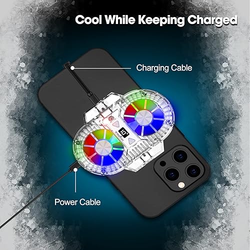 Miniatura 4 de Enfriador de teléfono para juegos con ventiladores de refrigeración duales - Tecnología avanzada de refrigeración para teléfono - LED RGB - Ultra