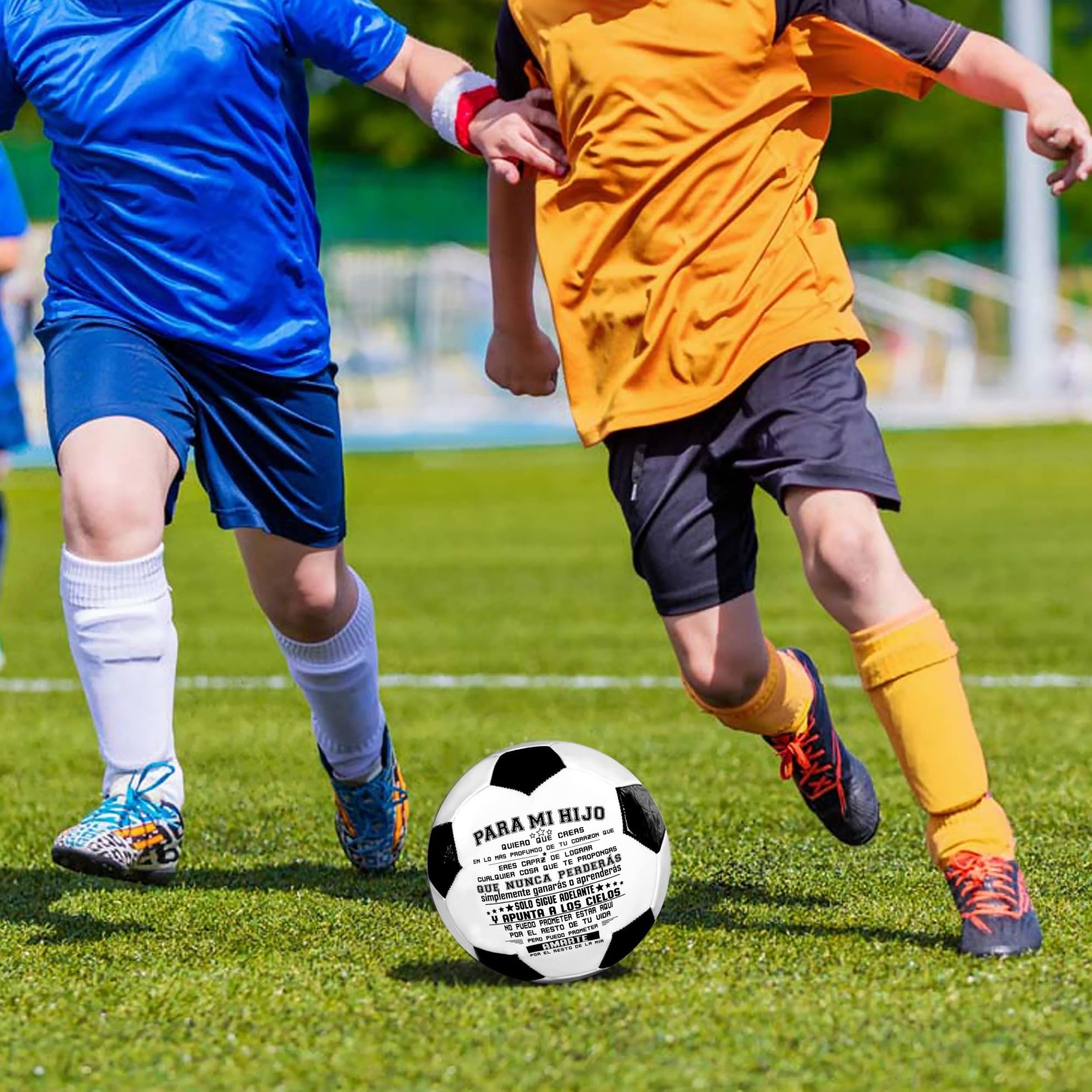 Pallone da calcio misura 5 – Classico pallone da calcio nero bianco in pelle PU con stampa motivazionale I Love You, durevole allenamento e partita, regalo per sport all'aria aperta per