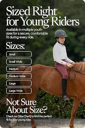 Miniatura 2 de HORZE Amara Polainas ecuestres para equitación inglesa unisex para niños  Par de polainas con cremallera de cuero sintético  Tabla de tallas en la
