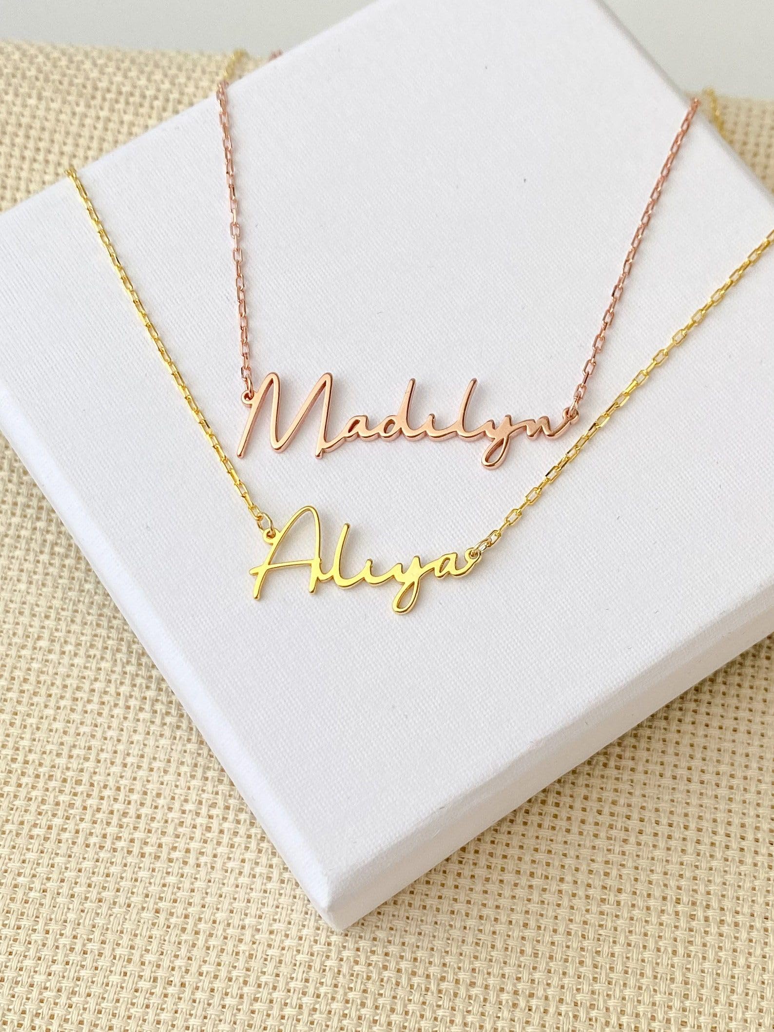 Personalizzato argento sterling collana con nome su misura targhetta con nome