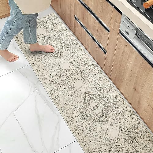 Miniatura 7 de Alfombra retro con parte trasera de goma, plegable, lavable a máquina, antideslizante, grande, suave y de pelo bajo, alfombra para sala de estar,