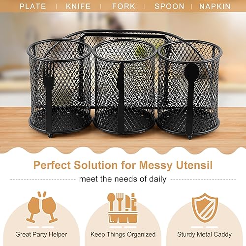 Miniatura 6 de Utensil Organizer Silverware Caddy - Utensil Holder for Party Metal Cutlery Organizer Silverware Storage for Picnic Camping Buffet Kitchen Table
