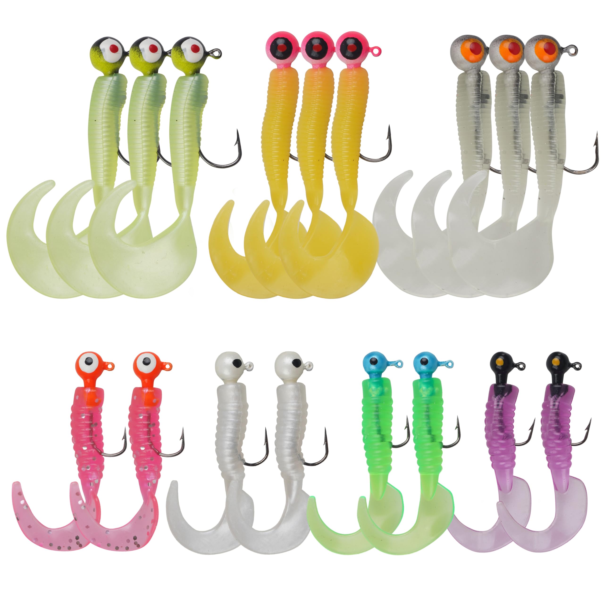 Lexziuo Lot De 30 Hameçons à Tête Plombée En Plumes Pour Pêche Au Crappie Et Au Crapet, 3,5 G, Disponible En Noir, Blanc, Vert, Rose Et Jaune