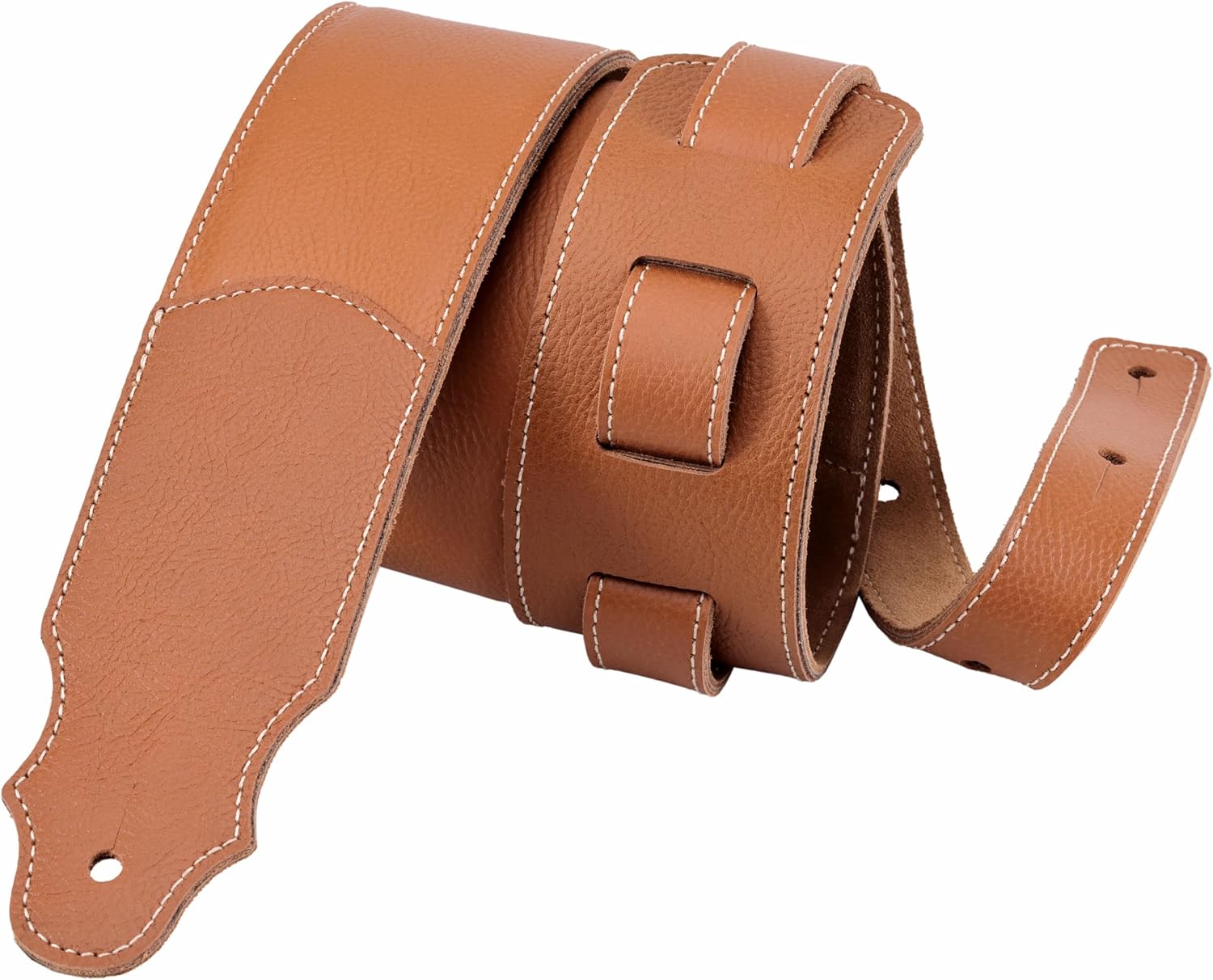 YIKOKO Guitar Strap 2.5 Inch Wide Soft Head Layer Cowhide Leather Guitar Straps with Foam Padding for Acoustic Bass and Electric Guitars