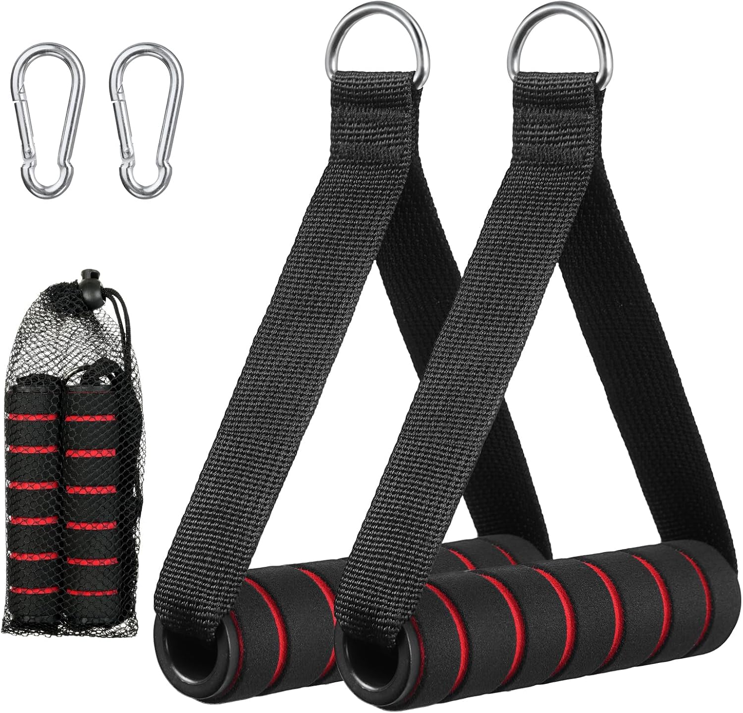 2PCS Cable Machine Attachments Handles , Gym Cable Attachments for Lat Pull Down, Cable Crossover & Strength Training, Non Slip D Handles for Home Gym Workout Equipment