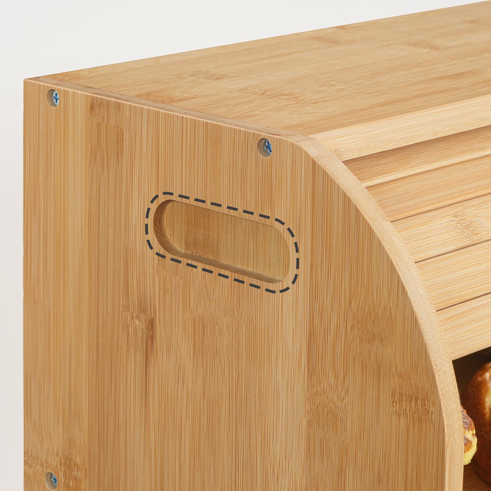 HOOBRO Panera de Bambú, Caja de Pan para Cocina de doble Nivel, Estuche de Alimentos con Puerta Enrollable, Acrílica Transparente, para Comedor, Restaurante, Bambú Natural EYL13MB01