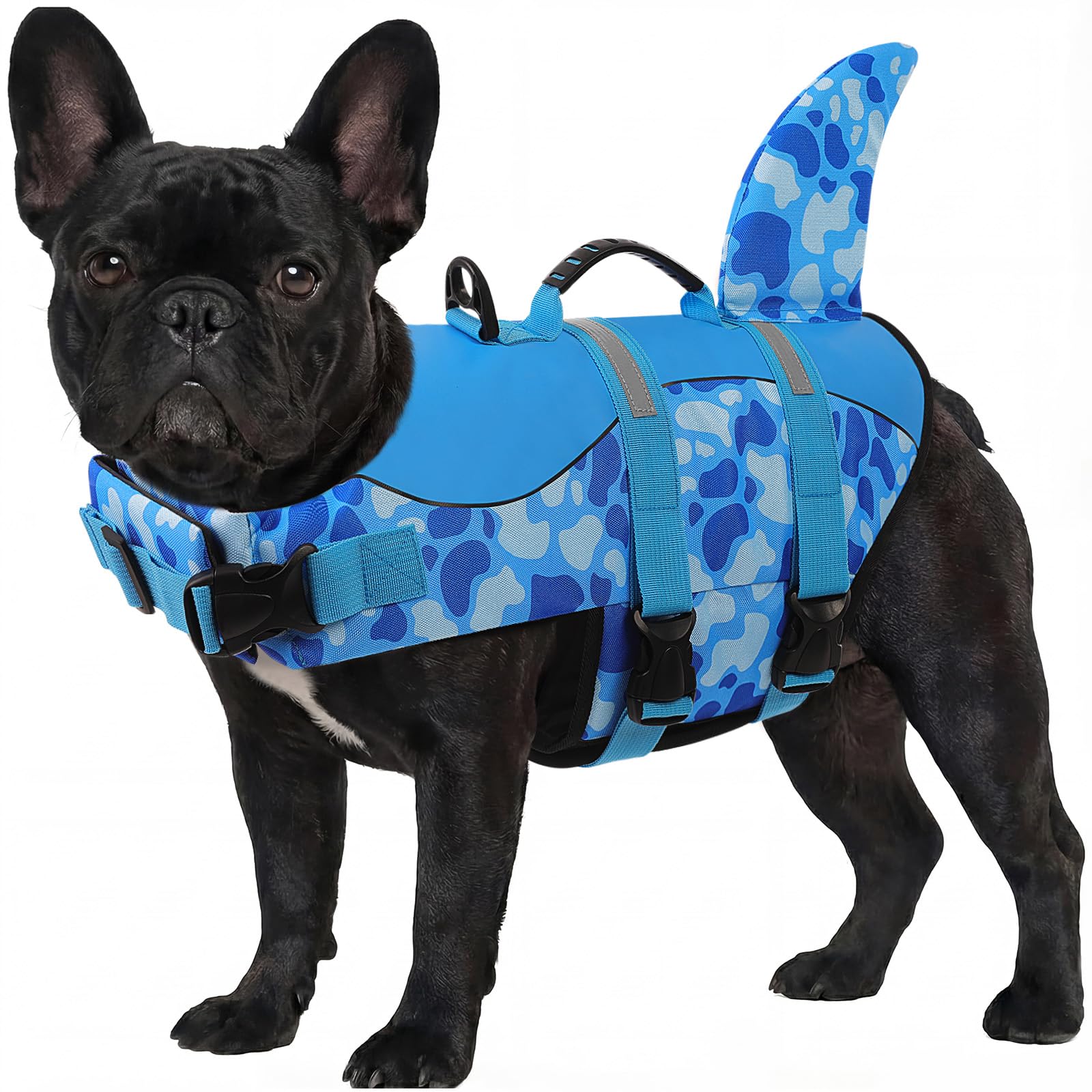 ASENKU Dog Life Jacket - Pet Safety Vest for Swimming & Boating, Shark Life Jacket with Floatation, Dog Lifesavers Swimsuits for Small Medium Large