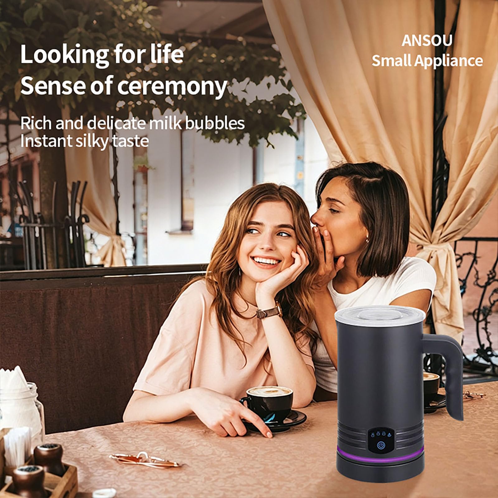 Automatyczny spieniacz do mleka 4 w 1, 450 ml parownik Velvetiser | system tworzy gorącą czekoladę w stylu baristy i spienione mleko, łatwy do czyszczenia z automatycznym wyłączaniem