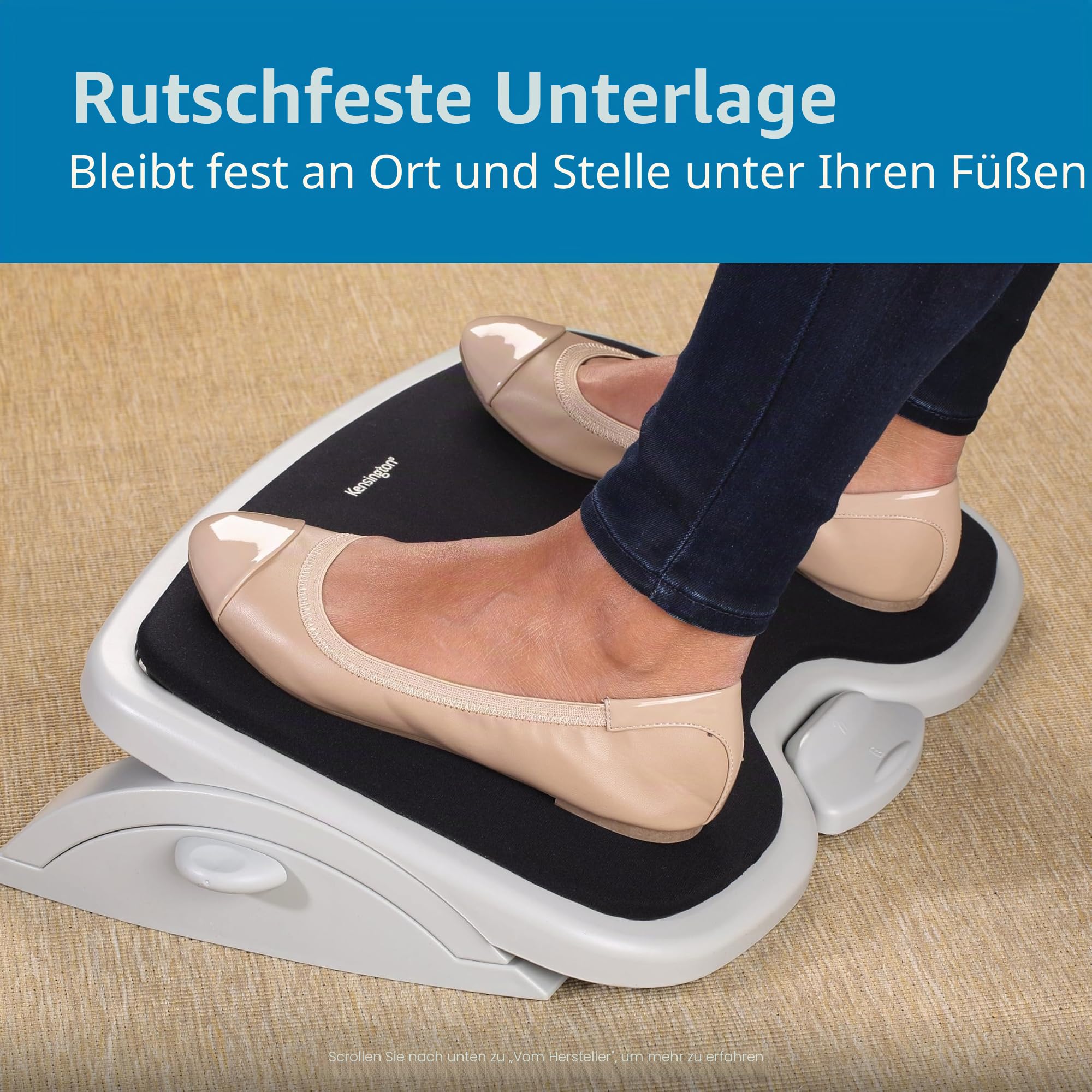 Kensington Smartfit K56144USF Fußstütze für unter dem Schreibtisch, Komfort-Memory-Schaum, winkel- und höhenverstellbare Fußstütze, rutschfester Fußhocker für unter dem Schreibtisch, Weiß/Schwarz