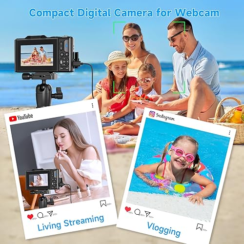 Miniatura 8 de Cámara digital 5K para vlogging de 80 MP para YouTube, enfoque automático WiFi y antivibración, con pantalla abatible de 180 ° de 3 pulgadas, zoom