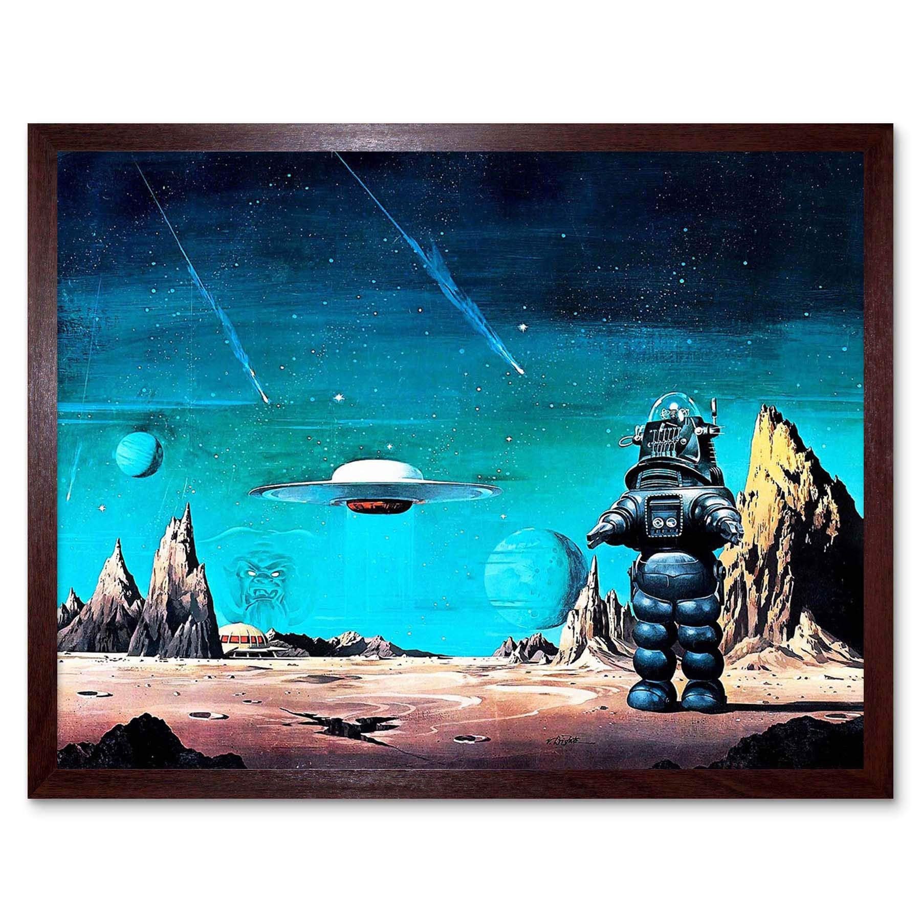 Wee Blue Coo Movie Film Painting Robby Robot Forbidden Planet Space Stars Sci Fi USA Art Print Framed Poster Wall Decor 12X16 Inch