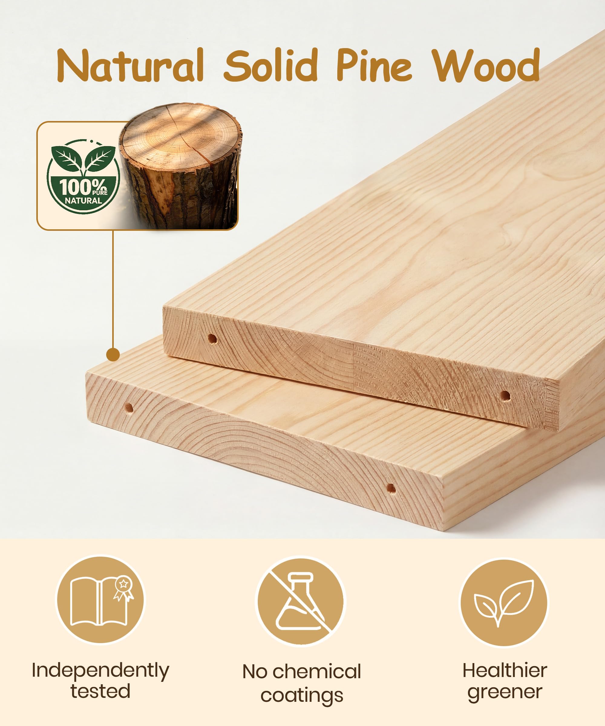 Estantería de pared de madera para habitación de los niños, juego de 3 estanterías flotantes, estantería de almacenamiento para niños, baño y sala de estar