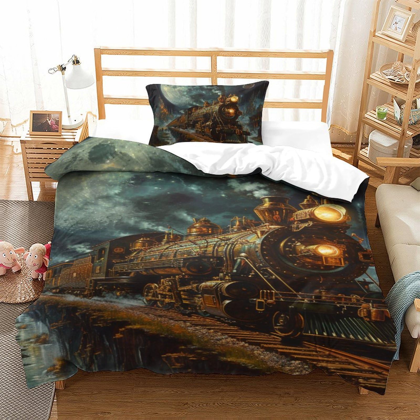 Housse de couette train à vapeur qui ne transpire pas parure de lit microfibre 135x200