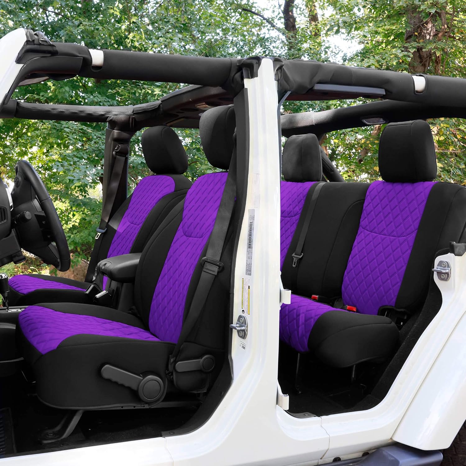 FH Group Custom Fit Car Seat Covers for 2007-2017 Jeep Wrangler JK 4DR | 2nd Row | Ultraflex Neoprene Water Resistant Automotive Seat Covers - Rear Set Purple