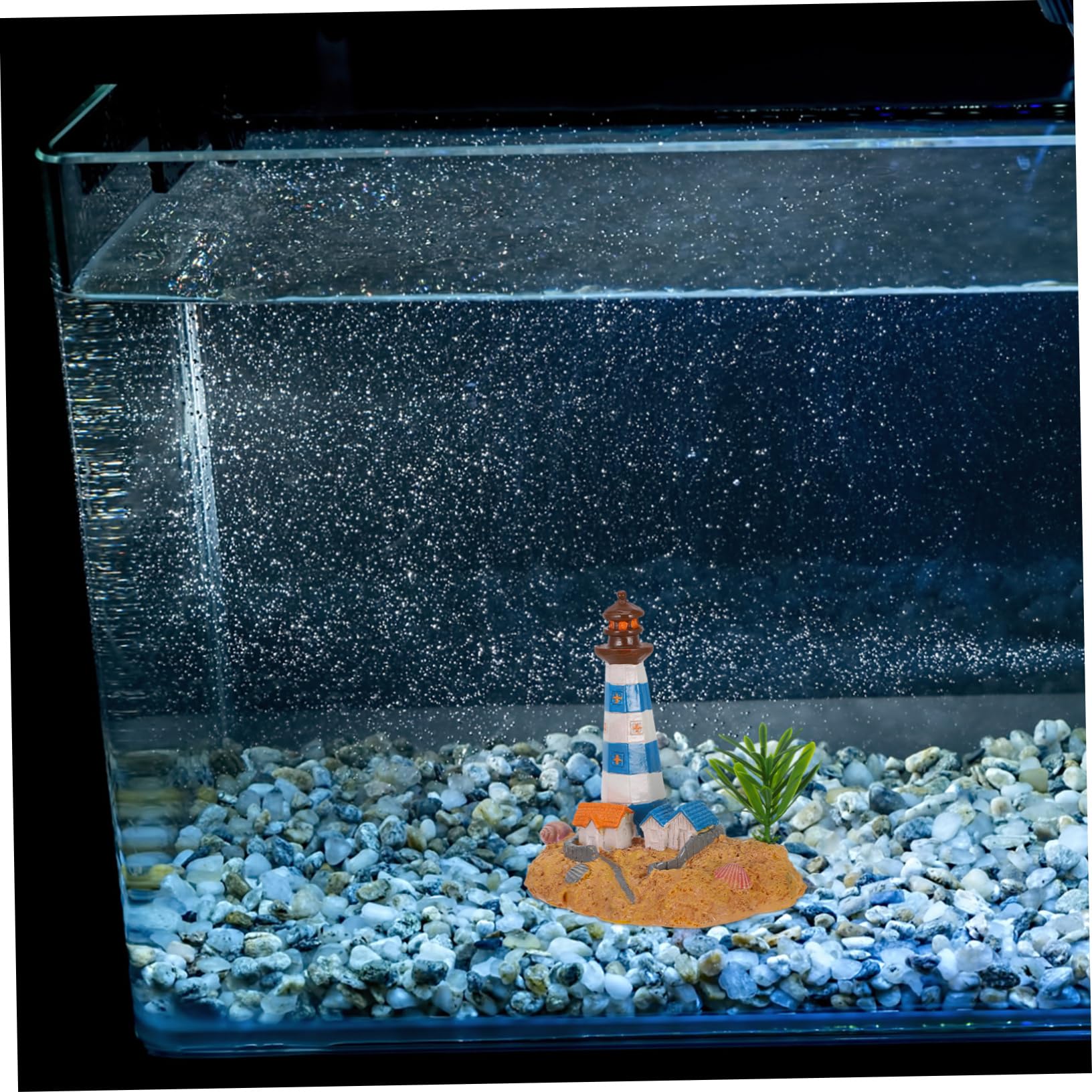 OUNONA 2 Pezzi Di Ornamenti Per Acquario Decorazione Acquatica Per Acquario Decorazione Costiera Ornamento Da Tavolo Per Acquario Castello Faro Nautico Acquari A LED Ornamento