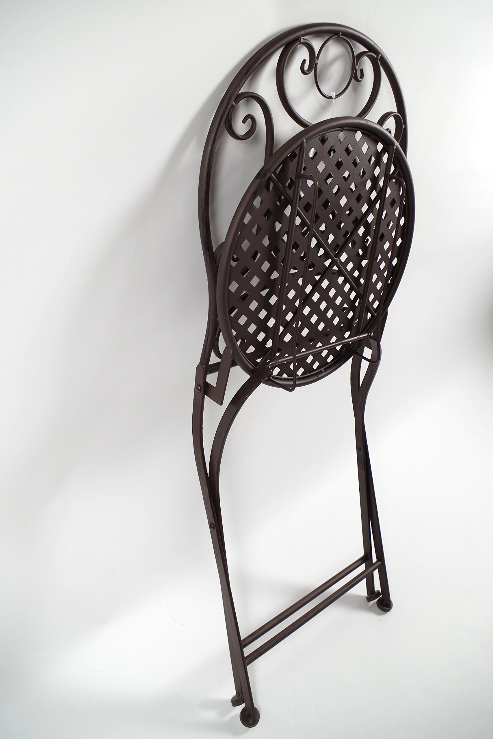 Kobolo Metalltischset Gartentischset Tisch und Zwei Stühle aus Metall in der Farbe braun