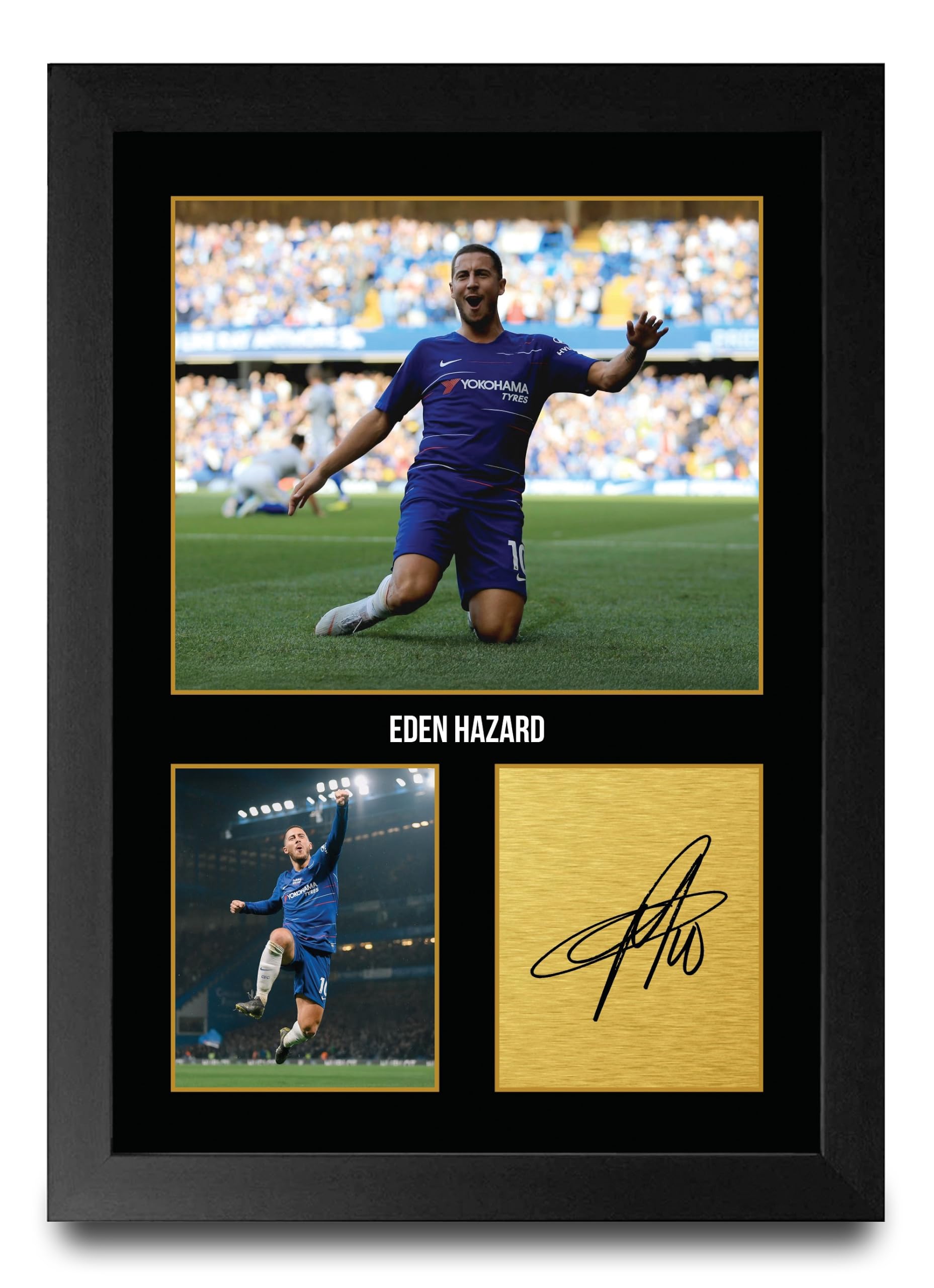 HWC Trading Eden Hazard Gifts Printed Signed Autograph Picture for Football Fans and Supporters (ID-004918) - A4 Framed Print