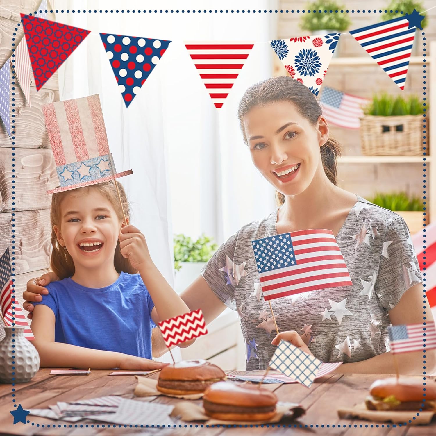 Ganeen 100 Pcs Patriotic Quilting Fabric Roll 2.56 Inch Retro 4th of July Fabric Squares Jelly Patchwork Precut Strips Bundles for Memorial Day Holiday Materials Craft DIY Sewing Cloths