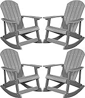 Vista 17 de YEFU Mecedora para exteriores, mecedora Adirondack, silla mecedora de patio con respaldo ancho, silla mecedora de gran tamaño con aspecto de madera