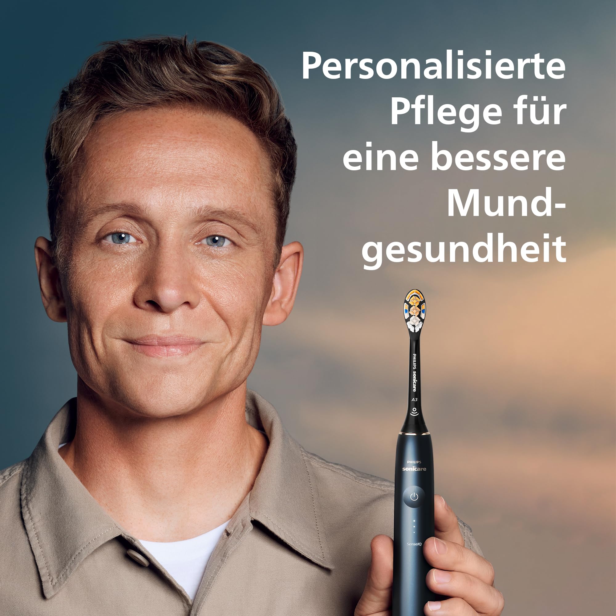 Philips Sonicare DiamondClean Prestige 9900 elektrische Zahnbürste - Schallzahnbürste mit SenseIQ, A3 Premium-All-in-One-Bürstenkopf und Ladeetui in Mitternachtsblau (Modell HX9992/12)