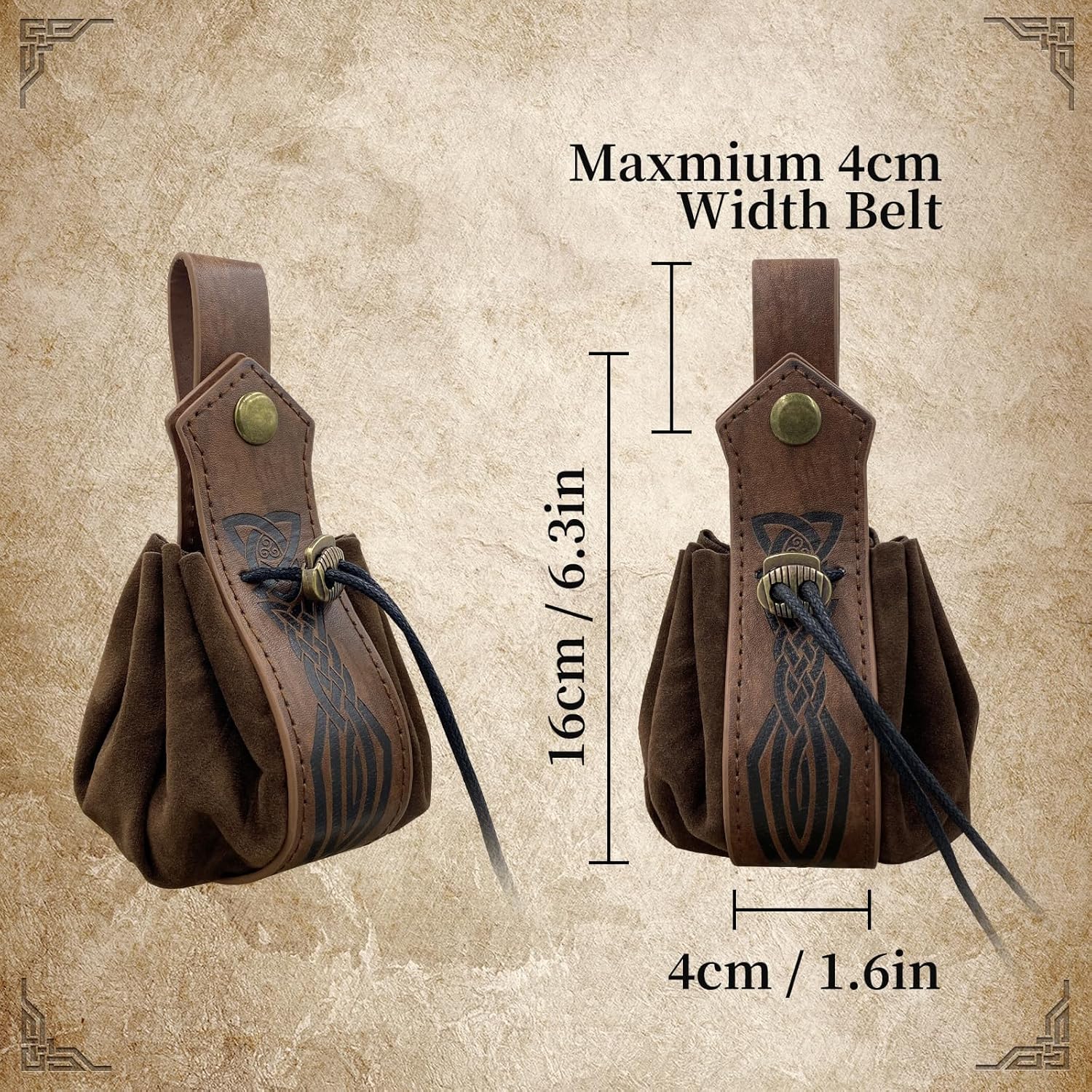 6 PCs Renaissance Belt Costume Accessories Pouch Skirt Sword Frog Viking Horn Belt Holster - Image 6