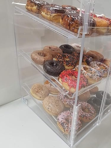 Miniatura 9 de Vitrina de pastelería o dona de autoservicio 3 bandejas para tiendas de conveniencia de panadería delicatessen Exhibición y mantiene fresco