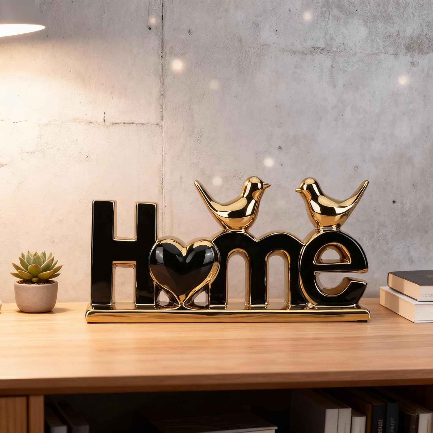 DOVDOV Black and Gold Ceramic Home Sign, Black and Gold Bird Sculpture, Modern Creative Decorative Sculpture, Suitable for Living Room Coffee Tables, TV cabinets, entryways, and Display Shelves.