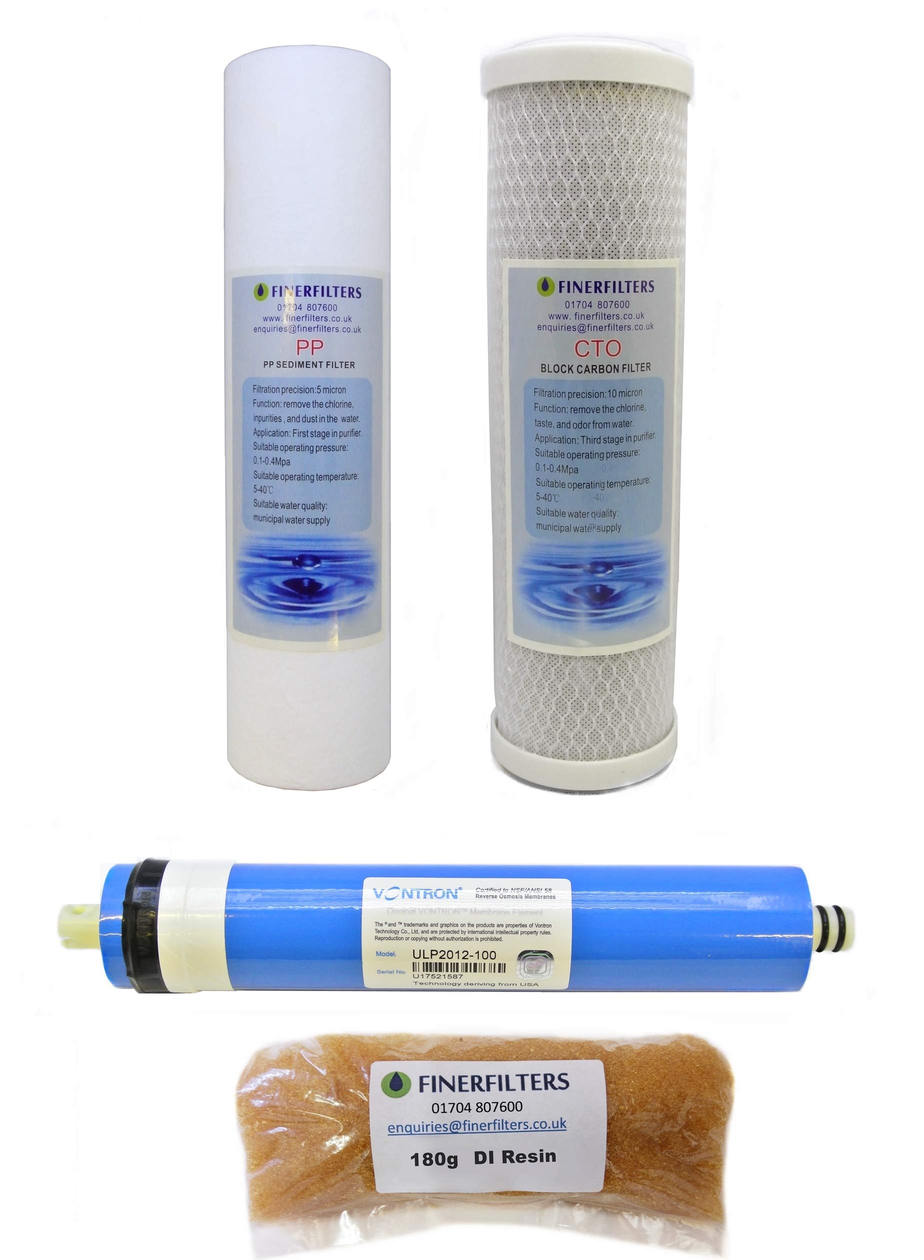 FINERFILTERS Umkehrosmose-Ersatzwasserfilter für Aquarien, 4-stufig, mit 100 GPD Membran