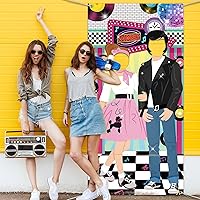 Vista 5 de Irenare 50s Party Decorations for Parties, Large 50's Photo Diner Backdrop, Back to 50's Rock and Roll Banner Backdrop, 1950's Background Photo